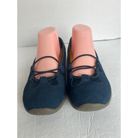 Land’s End Blue Suede Round Toe Bungee Straps Slip On Comfort Ballet Shoes 8.5 - Picture 3 of 13